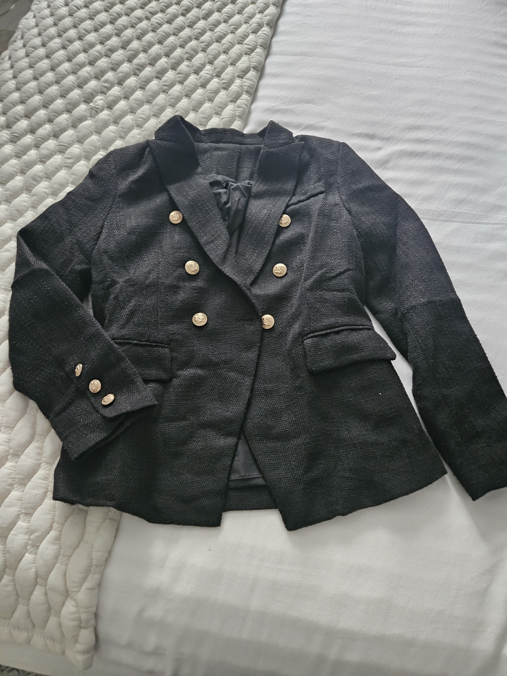 Double-Breasted Black Women's Blazer Jacket